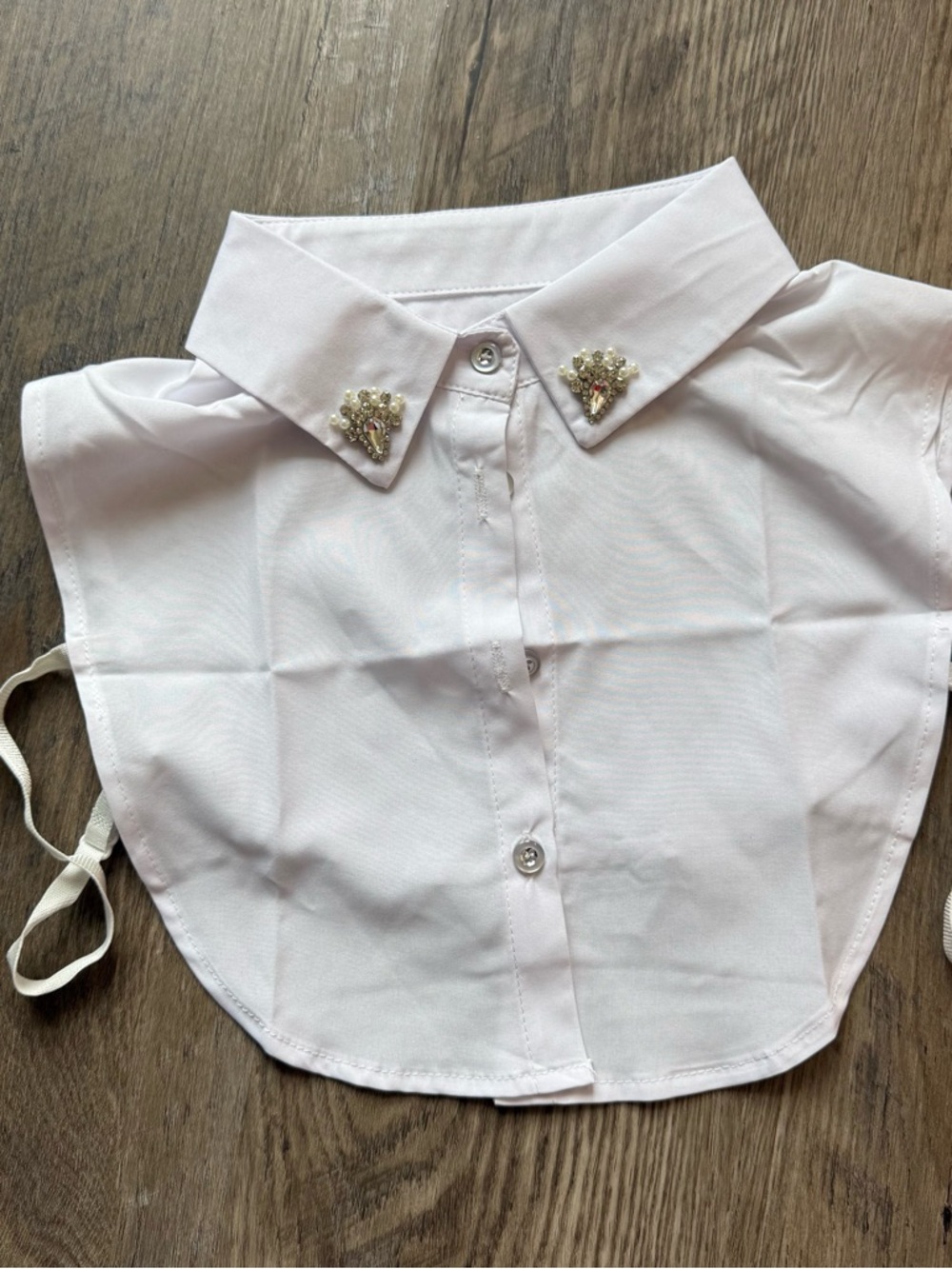 Handcrafted Faux Diamond and Pearl Fake Collar Shirt - Picture 6 of 6